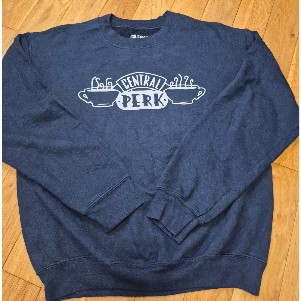 Gildan Friends Central Perk Navy Blue Crewneck Sweatshirt Medium DryBlend